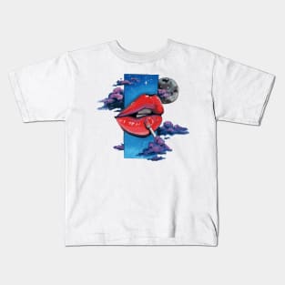 Red Lip Gloss on White Kids T-Shirt